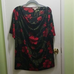 Black and red draped top